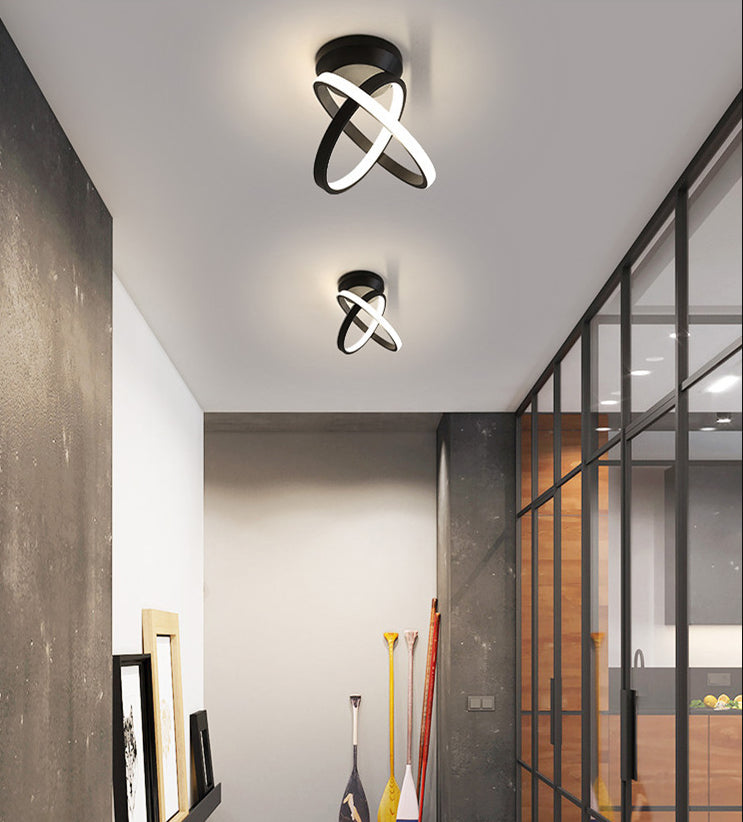 Circle Semi Flush Mount Light Fixture Ultra-Contemporary Metal Ceiling Light Fixtures for Hallway