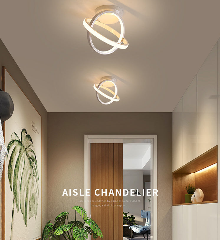 Circle Semi Flush Mount Light Fixture Ultra-Contemporary Metal Ceiling Light Fixtures for Hallway