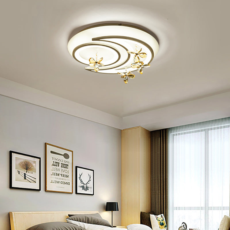 White Flower/Cloud/Moon Flushmount Contemporary LED Acrylic Close to Ceiling Lamp for Bedroom