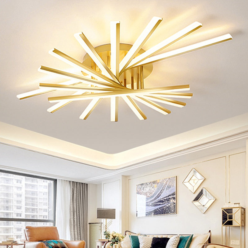 Sender Bar Semi Flush Mount Light Modern Acrylique Semi Flush