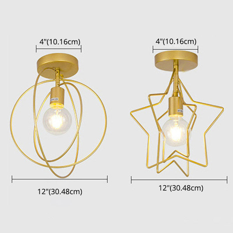 1 Licht Open Cage Semi Flush Mount Light Modernes Metall-Halbblütenlicht