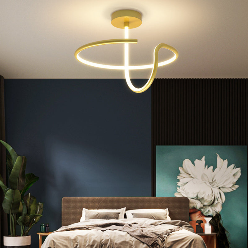 Simple Twisted Semi Flush Mount Light Acrylic LED Bedroom Semi Flush Ceiling Light