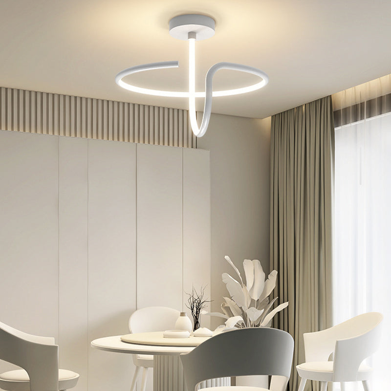 Simple Twisted Semi Flush Mount Light Acrylic LED Bedroom Semi Flush Ceiling Light