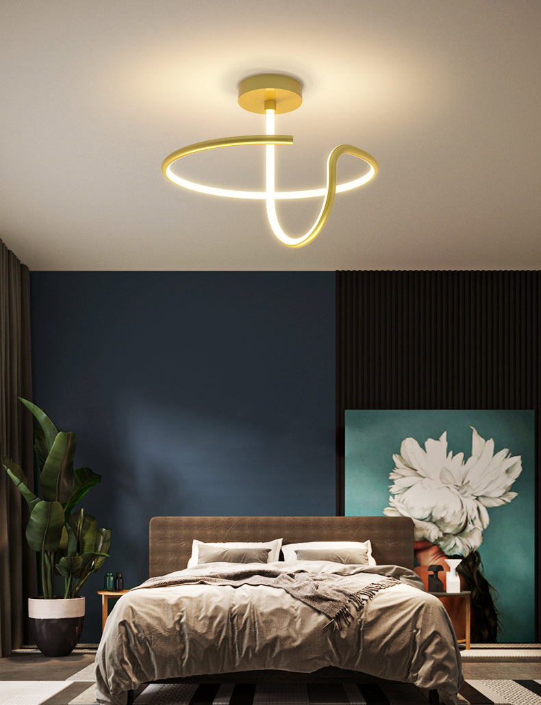 Simple Twisted Semi Flush Mount Light Acrylic LED Bedroom Semi Flush Ceiling Light