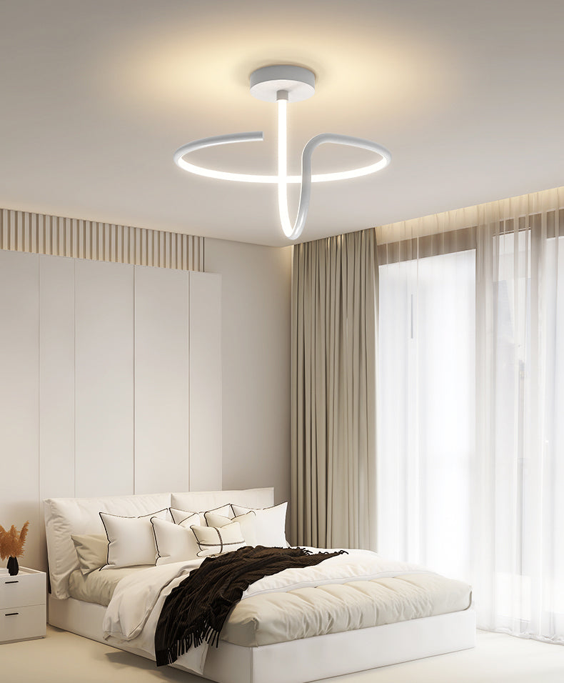 Simple Twisted Semi Flush Mount Light Acrylic LED Bedroom Semi Flush Ceiling Light