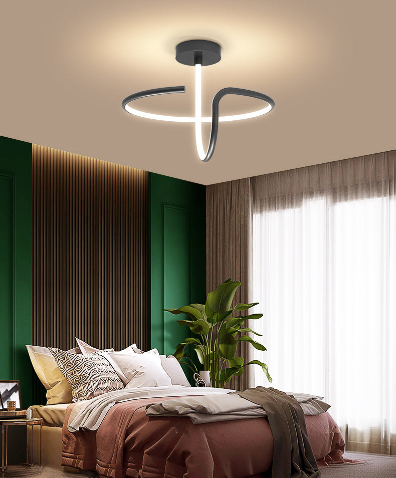 Simple Twisted Semi Flush Mount Light Acrylic LED Bedroom Semi Flush Ceiling Light