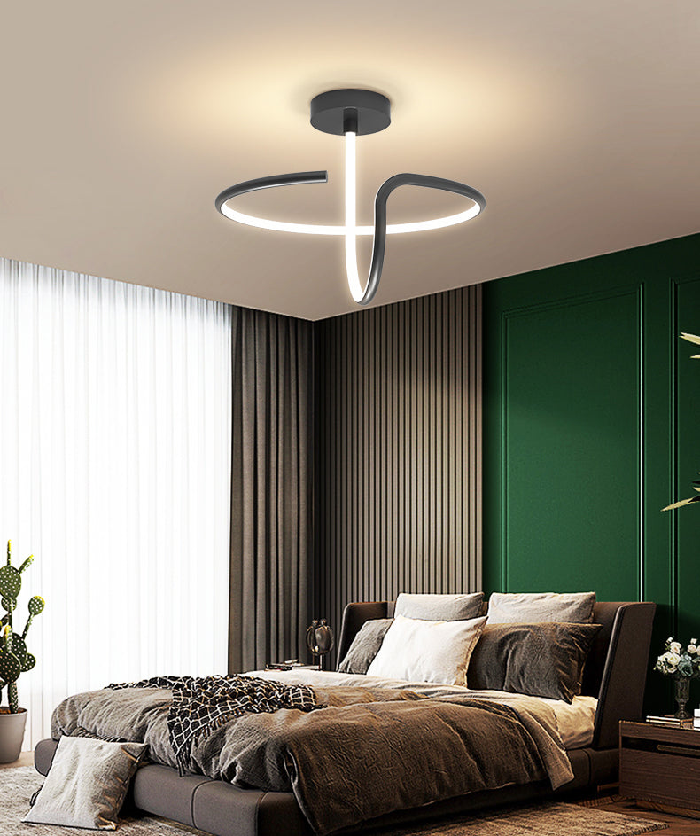 Simple Twisted Semi Flush Mount Light Acrylic LED Bedroom Semi Flush Ceiling Light