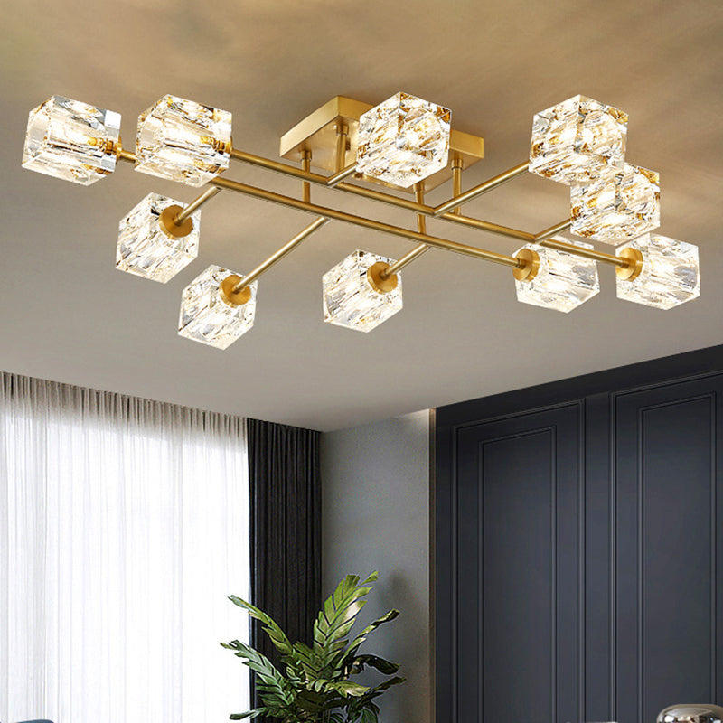 Luci di montaggio a rulli a soffitto quadrato Modern Crystal Affermazione Luce