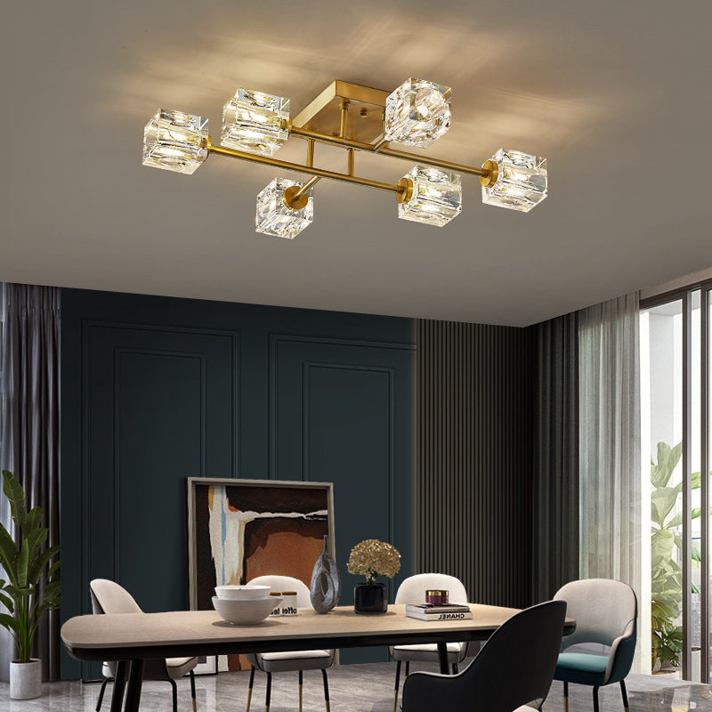 Luci di montaggio a rulli a soffitto quadrato Modern Crystal Affermazione Luce