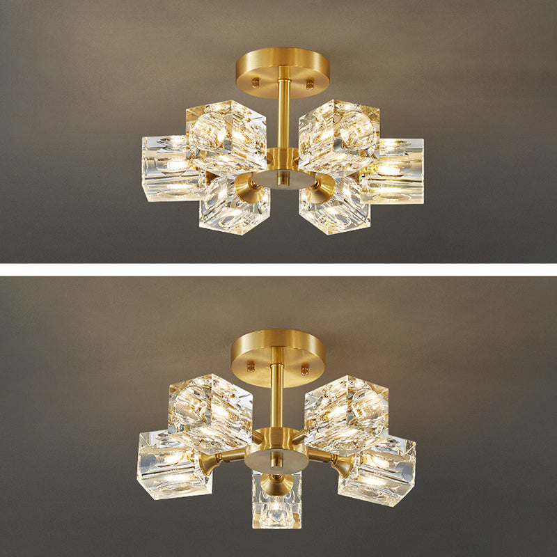 Luci di montaggio a rulli a soffitto quadrato Modern Crystal Affermazione Luce