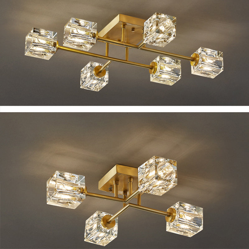 Luci di montaggio a rulli a soffitto quadrato Modern Crystal Affermazione Luce