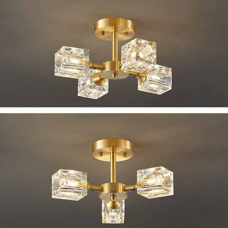 Luci di montaggio a rulli a soffitto quadrato Modern Crystal Affermazione Luce