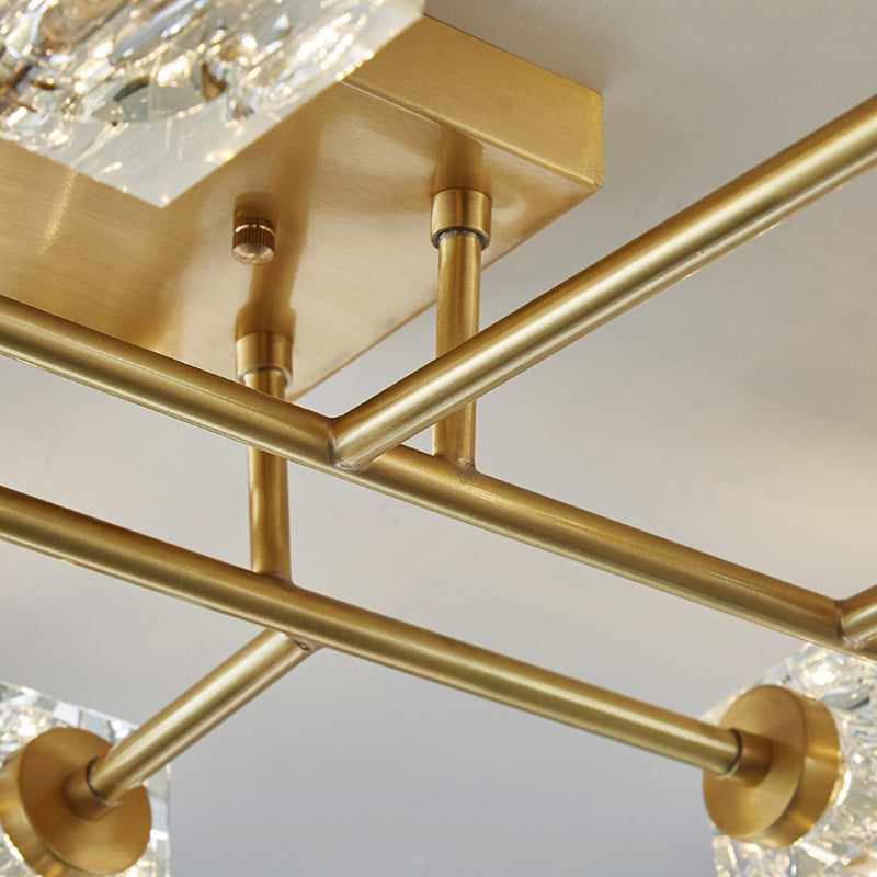 Luci di montaggio a rulli a soffitto quadrato Modern Crystal Affermazione Luce