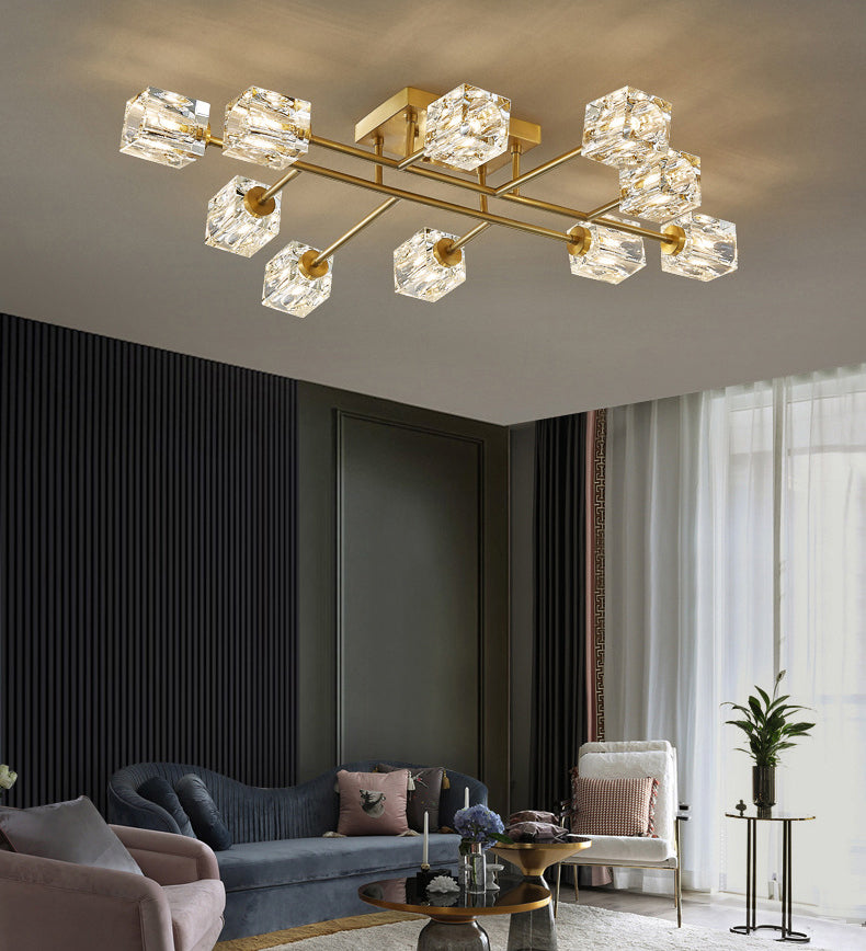 Luci di montaggio a rulli a soffitto quadrato Modern Crystal Affermazione Luce