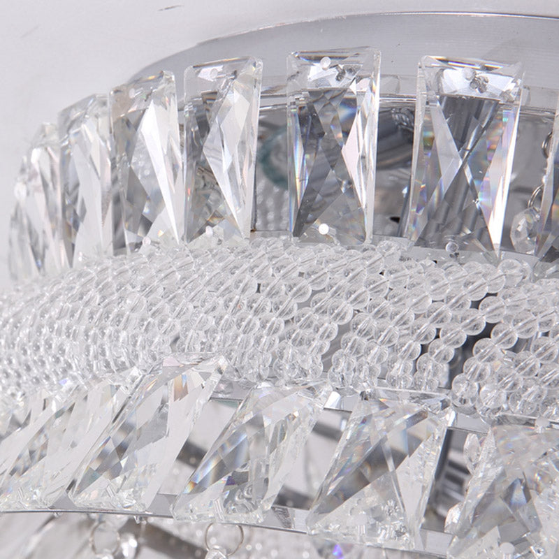 Teardrop Flush Light Contemporary Crystal 6 Bulbes Nickel Ceiling Mount Light Fixture