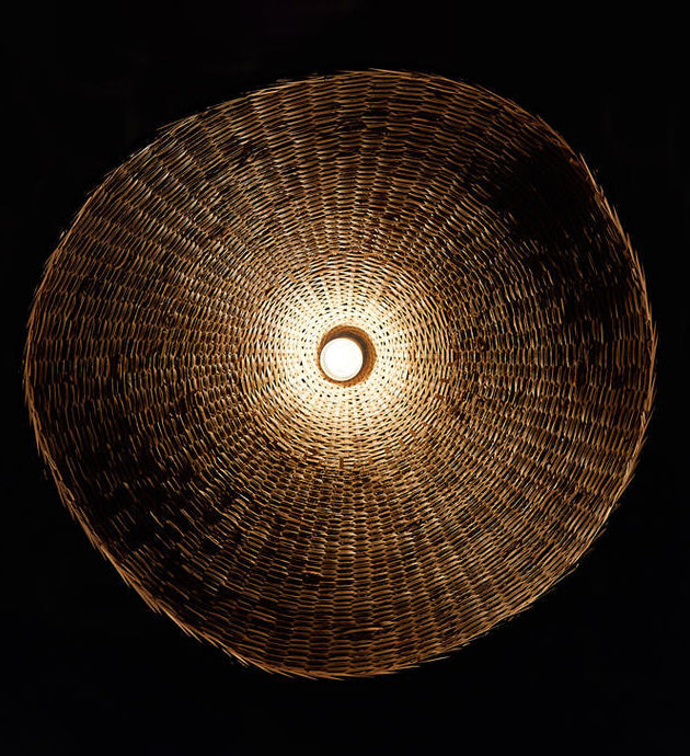 Asian Style Handmade Bamboo Weaving Modern Pendant Hat Shape Kitchen Pendant Lighting