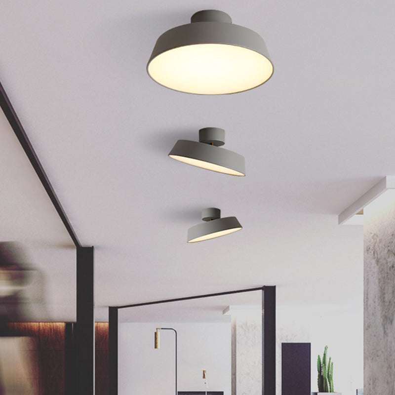 Circle Semi Flush Mounted Ceiling Led Lights Modern Metal Semi Flush