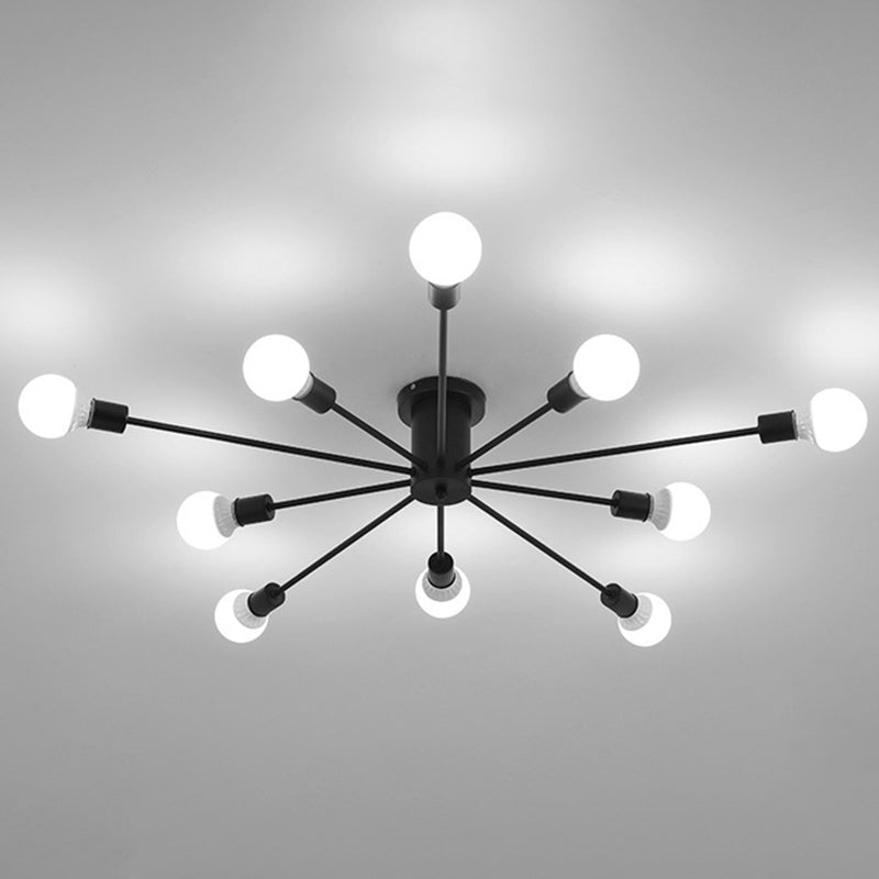 Sputnik Design Semi Flush Mount Lightture Industrial Metallic plafond Mount Lightture pour le salon