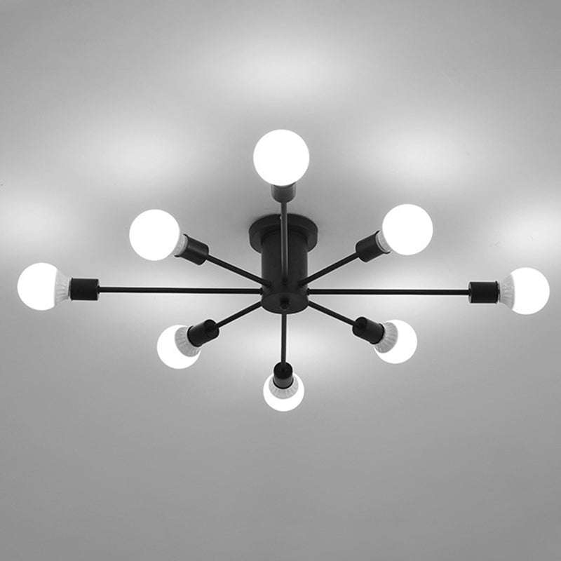 Sputnik Design Semi Flush Mount Lightture Industrial Metallic plafond Mount Lightture pour le salon