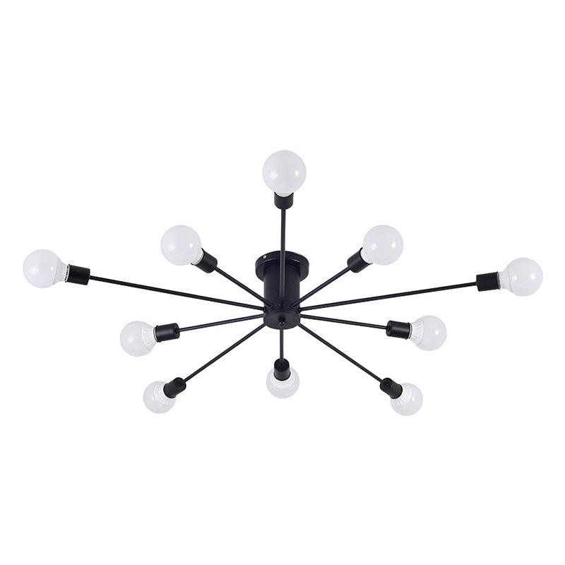 Sputnik Design Semi Flush Mount Lightture Industrial Metallic plafond Mount Lightture pour le salon