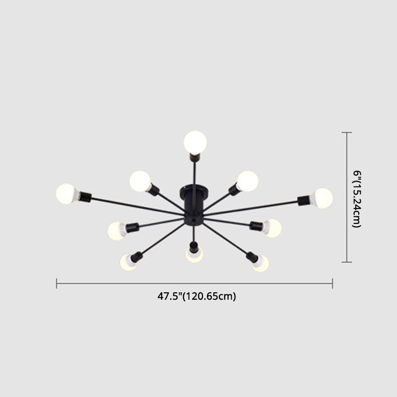 Sputnik Design Semi Flush Mount Lightture Industrial Metallic plafond Mount Lightture pour le salon