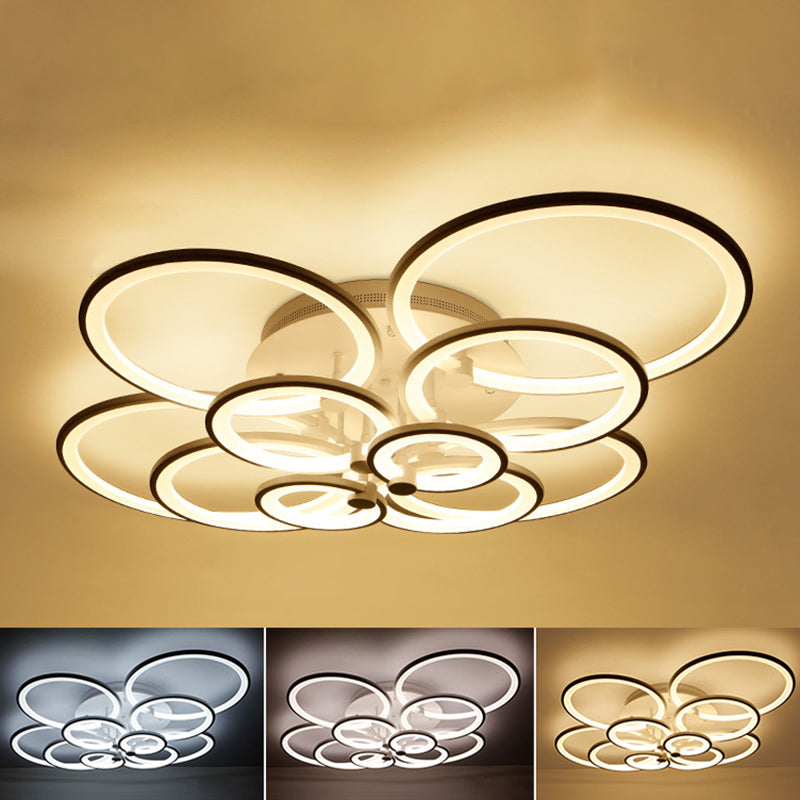 Sombra circular LED acrílico Semi Flush Montaje moderno de techo interior Luz