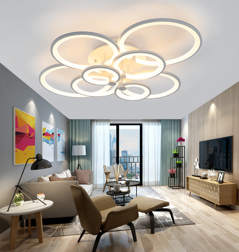 Sombra circular LED acrílico Semi Flush Montaje moderno de techo interior Luz