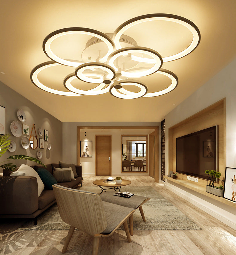 Sombra circular LED acrílico Semi Flush Montaje moderno de techo interior Luz