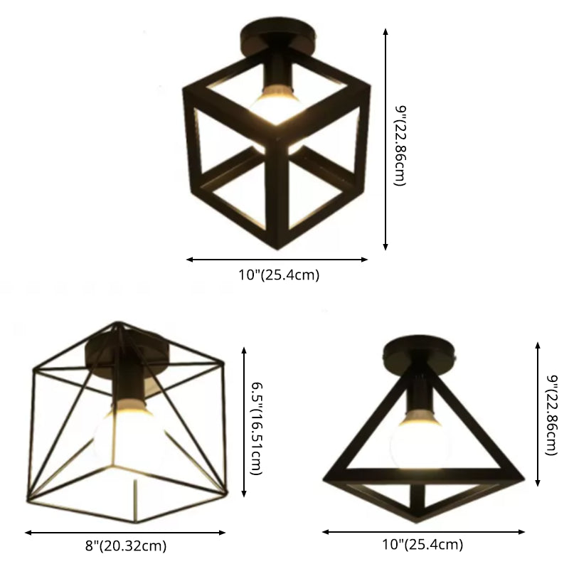 Cage en fil métallique à 1 lumière semi-luminaire à montage