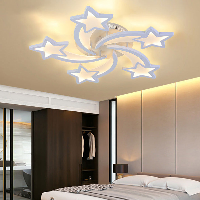 White Star Shade LED Indoor Flush Mount in Modern Acrylic Style Semi Flush Ceiling Light