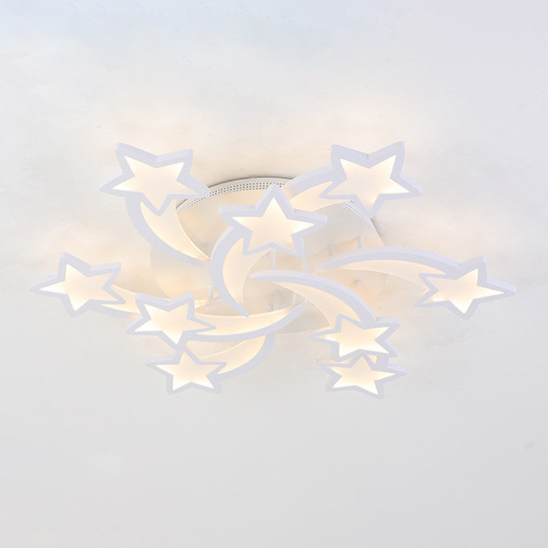 White Star Shade LED Indoor Flush Mount in Modern Acrylic Style Semi Flush Ceiling Light