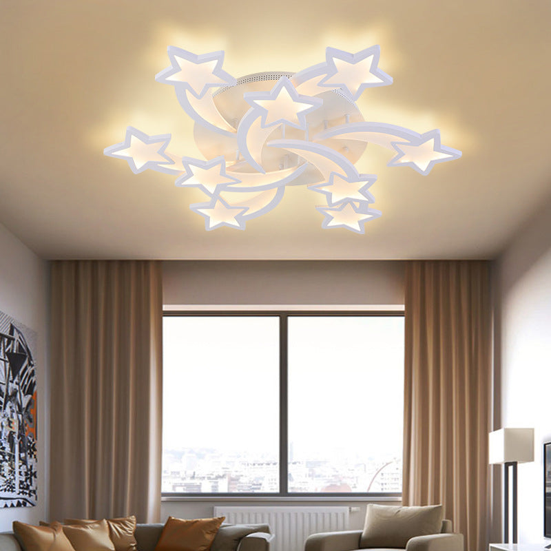 White Star Shade LED Indoor Flush Mount in Modern Acrylic Style Semi Flush Ceiling Light