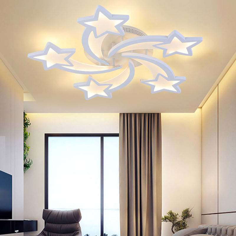 Blanc Star Shade LED Indoor Flush Mount dans le style moderne de style acrylique semi-flush