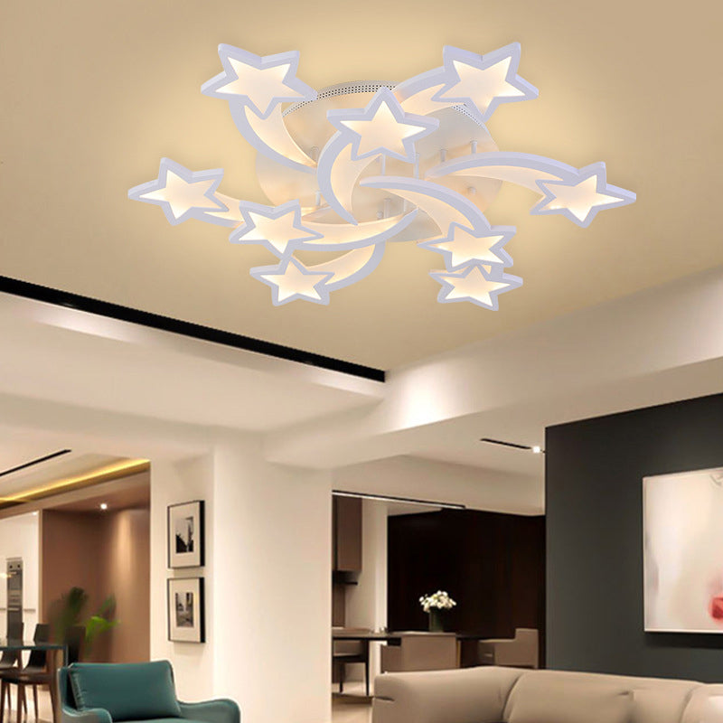 White Star Shade LED Indoor Flush Mount in Modern Acrylic Style Semi Flush Ceiling Light