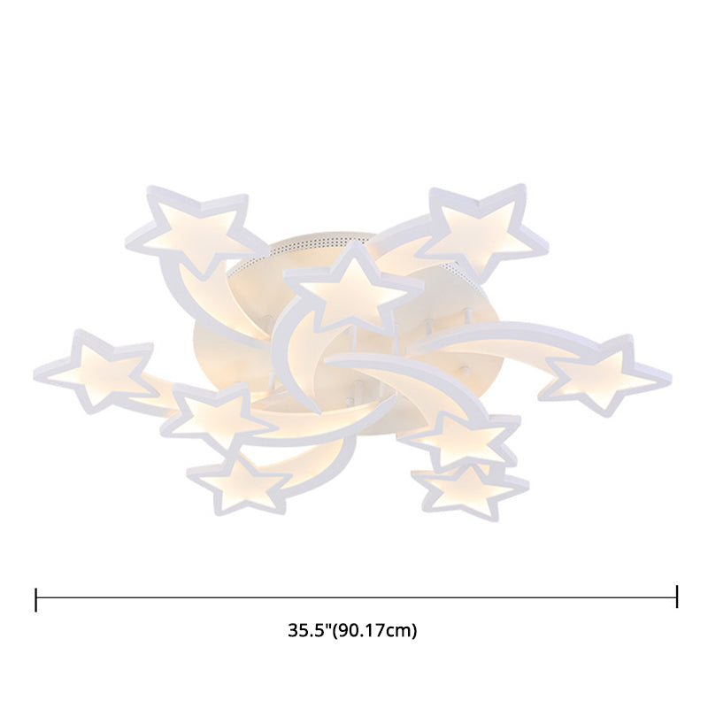 Weißer Sternschatten LED -Innenflush -Mount im modernen Acrylstil Halbblöde Deckenleuchte