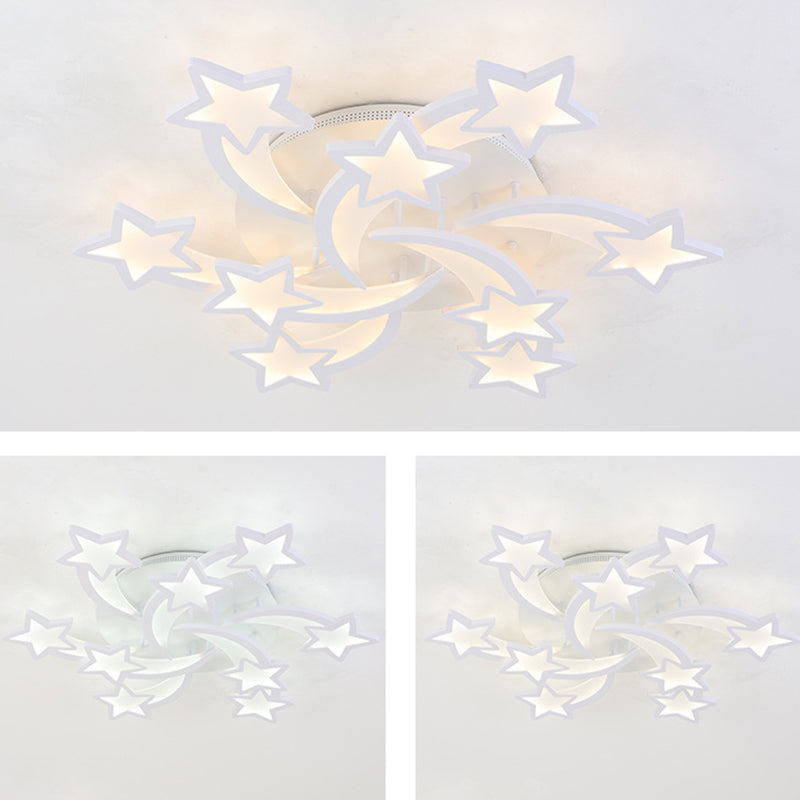 White Star Shade LED Indoor Flush Mount in Modern Acrylic Style Semi Flush Ceiling Light