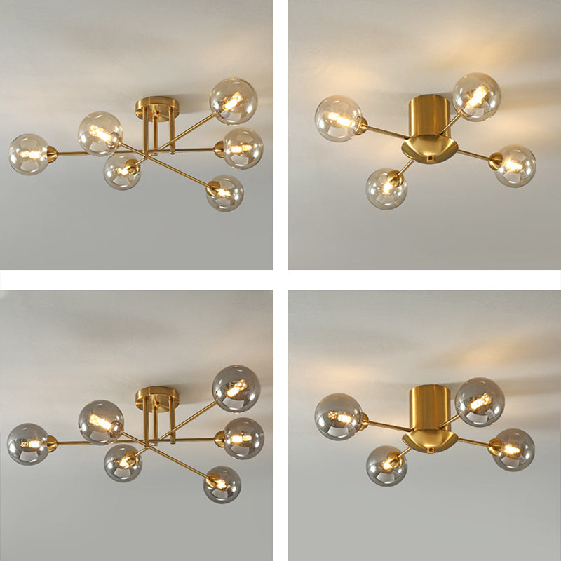 Spherical Ceiling Mount Chandelier Modern Glass Ceiling Light