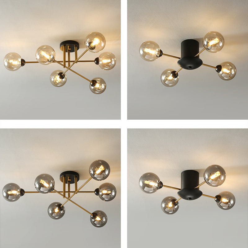 Spherical Ceiling Mount Chandelier Modern Glass Ceiling Light