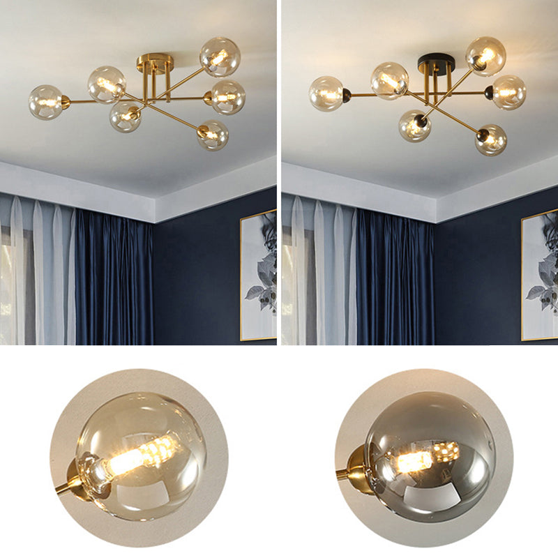 Spherical Ceiling Mount Chandelier Modern Glass Ceiling Light