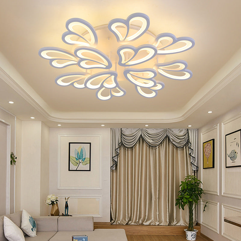 White Acrylic Shade LED Ceiling Light in Modern Style Semi Flush Lighting for Bedroom