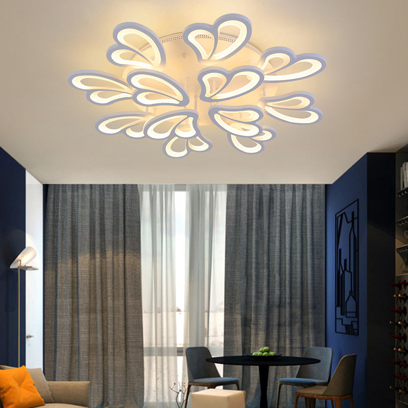 White Acrylic Shade LED Ceiling Light in Modern Style Semi Flush Lighting for Bedroom