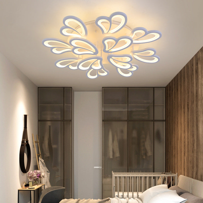 White Acrylic Shade LED Ceiling Light in Modern Style Semi Flush Lighting for Bedroom