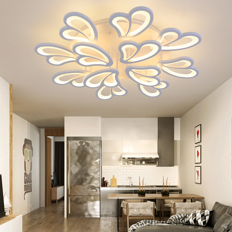 White Acrylic Shade LED Ceiling Light in Modern Style Semi Flush Lighting for Bedroom