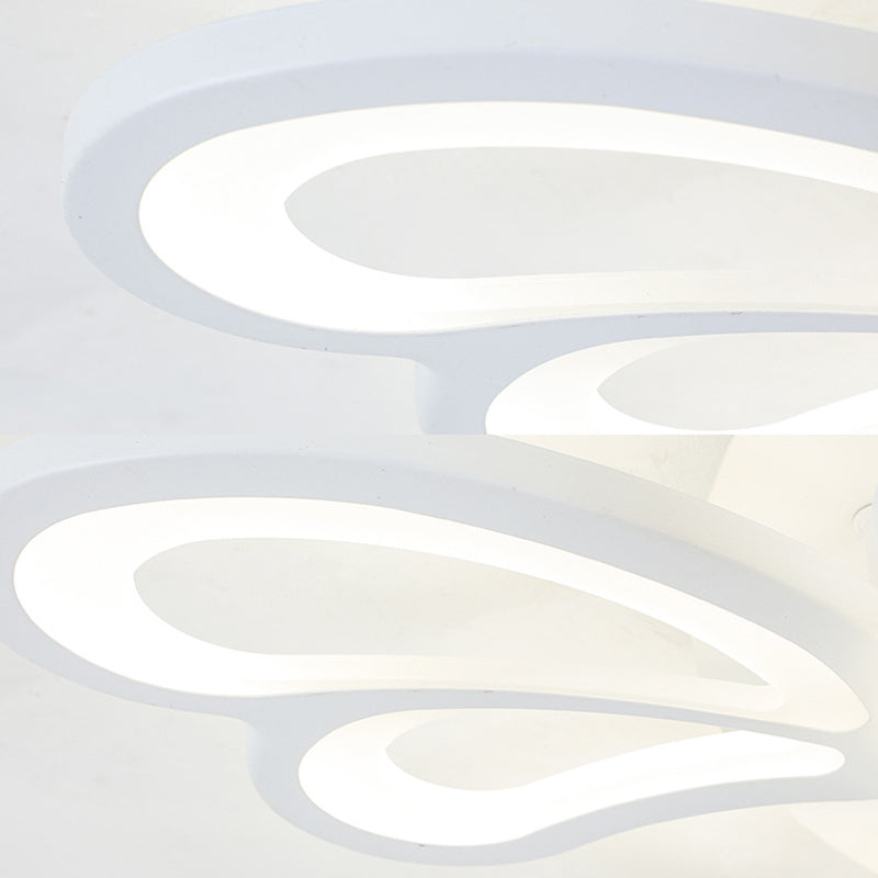 White Acrylic Shade LED Ceiling Light in Modern Style Semi Flush Lighting for Bedroom