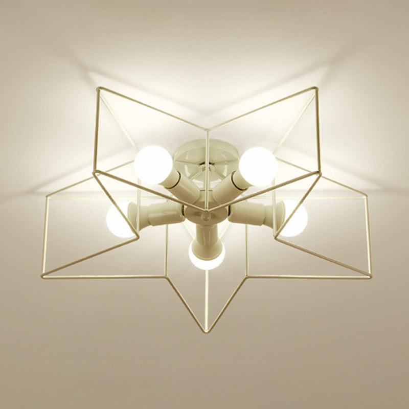 Mount de plafond étoile Aménagement en métal moderne 5 lumières Semi Flush Light