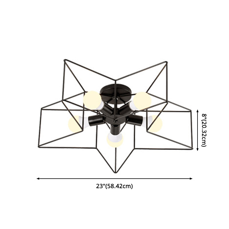 Mount de plafond étoile Aménagement en métal moderne 5 lumières Semi Flush Light