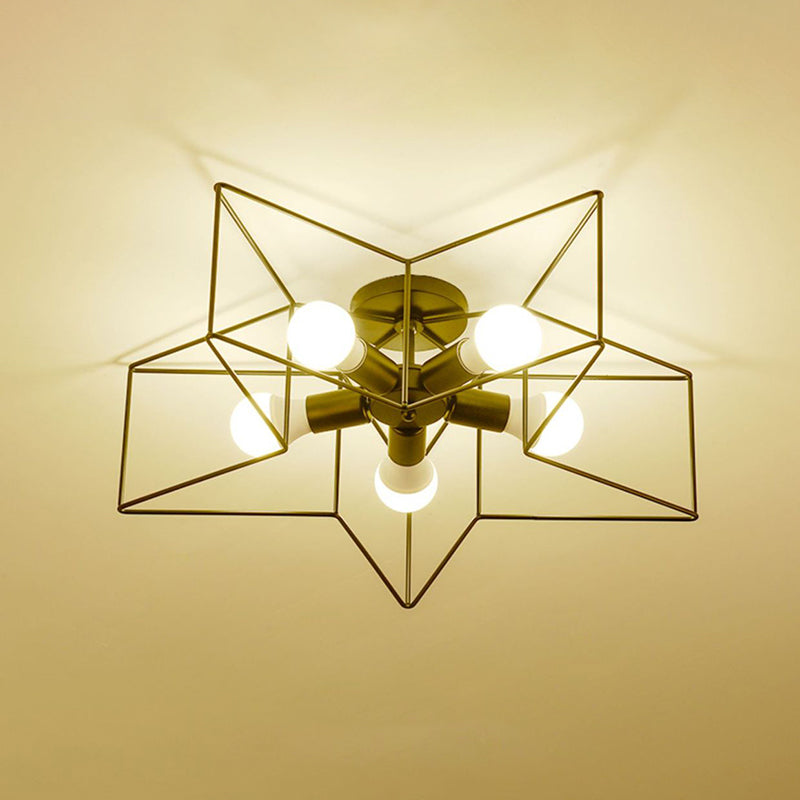 STAR STACHIING MAUST LADUTTURA DI METTAMENTO MODERNO METALE A 5 LUMI SEMI FLUSH