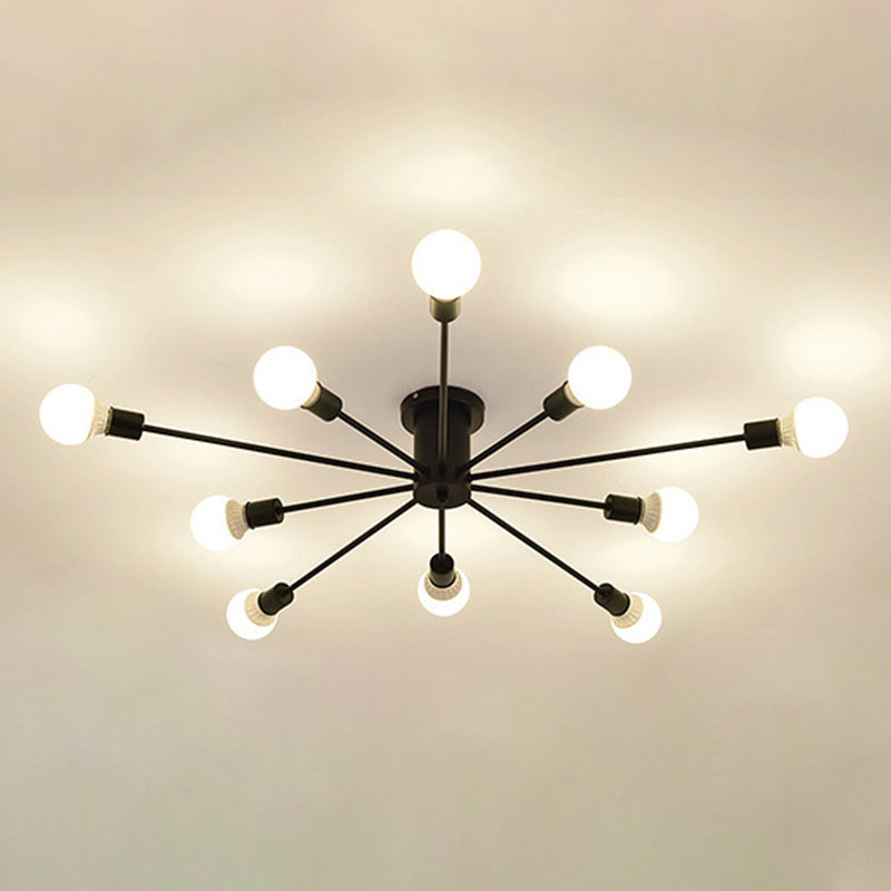 Industrial Semi-Flush Ceiling Fixture Metal Sputnik Semi Flush Light for Interior Spaces