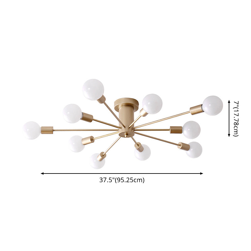 Industrielle Halbblöde Deckenleuchte Metall Sputnik Halbflush-Licht für Innenräume