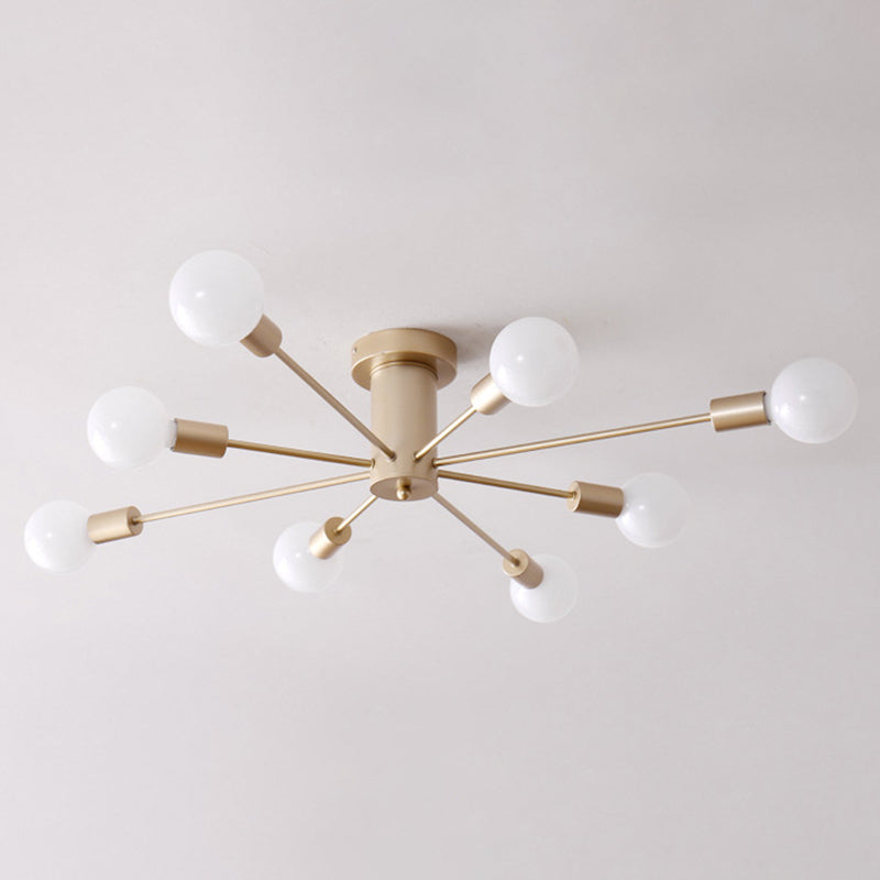 Industrial Semi-Flush Ceiling Fixture Metal Sputnik Semi Flush Light for Interior Spaces